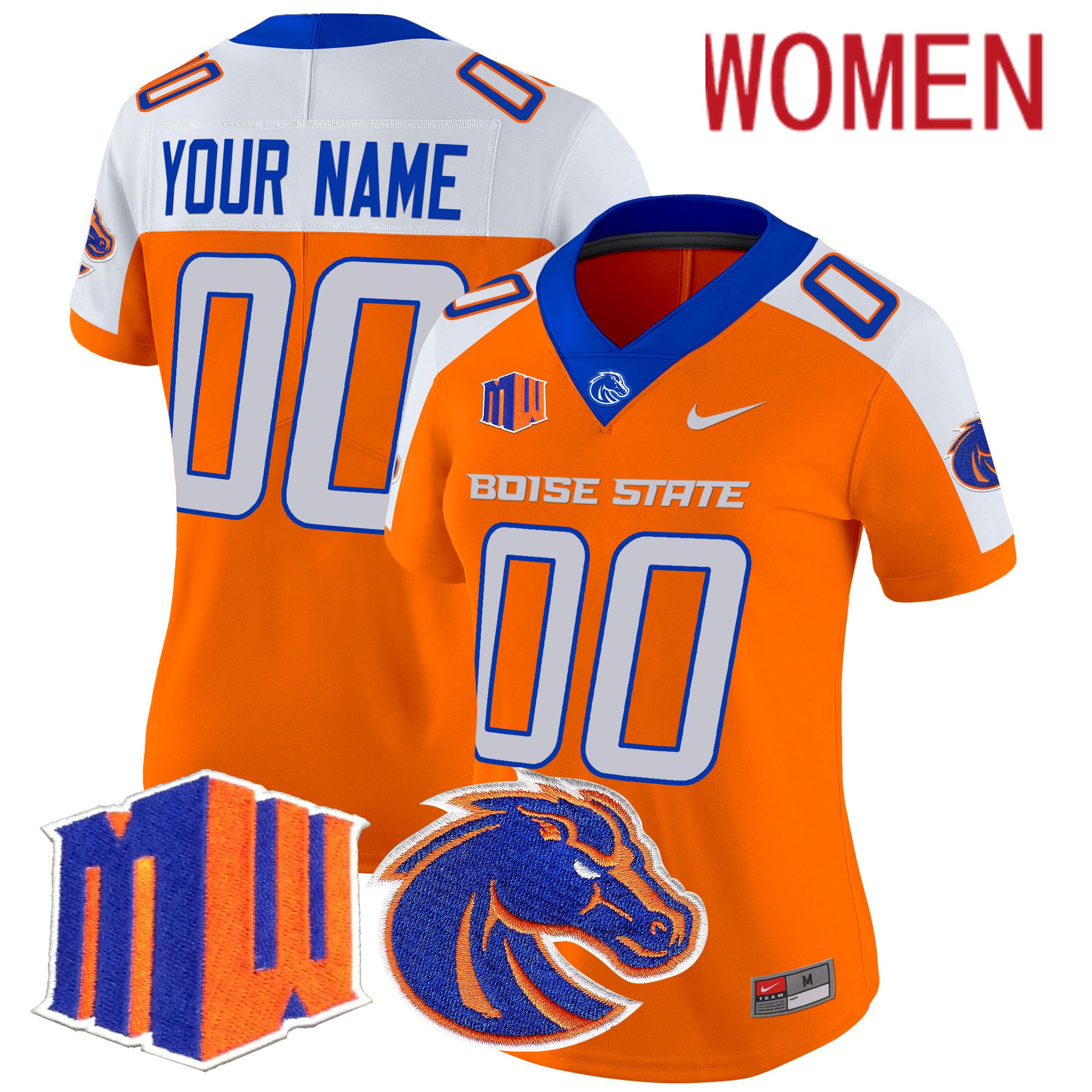 Women Boise State Broncos Orange Nike 2024 Vapor Limited Custom NCAA Jersey style 1